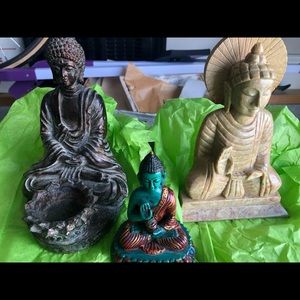 (3) Decorative Buddas (4” to 7.5” tall in different materials)